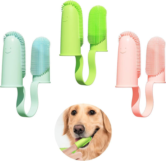 Toothbrush For Dog Finger Toothbrush Kit  135 Surround Bristles For Easy Teeth Cleaning  Double Finger Toothbrush Dental Care For Puppies  Cats And Small Pets